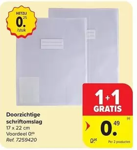 Doorzichtige schriftomslag 17 x 22 cm