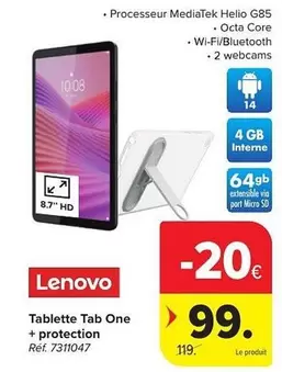 Lenovo - Tablette Tab One + protection