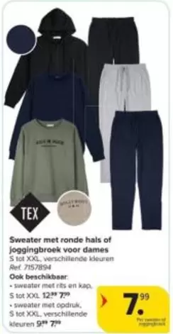 Sweater met ronde hals of joggingbroek
