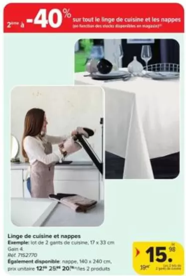 De - Linge de cuisine et nappes
