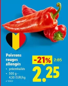 Poivrons rouges allongés