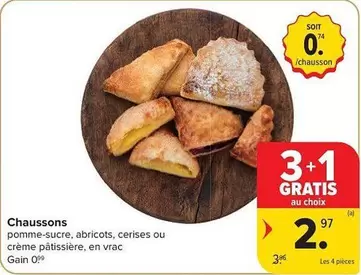 Chaussons pomme-sucre, abricots, cerises ou crème pâtissière