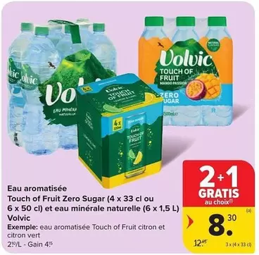Eau aromatisée Touch of Fruit Zero Sugar ou eau minérale naturelle