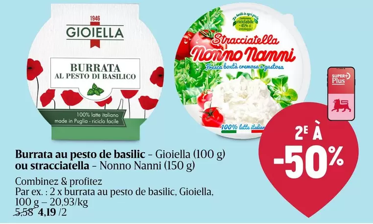 Burrata - au pesto de basilic or stracciatella