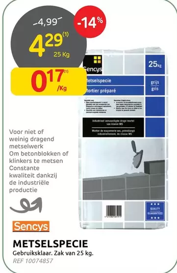 Om - METSELSPECIE Gebruiks klaar. Zak
