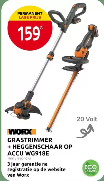 De - GRASTRIMMER + HEGGENSCHAAR OP ACCU WG918E