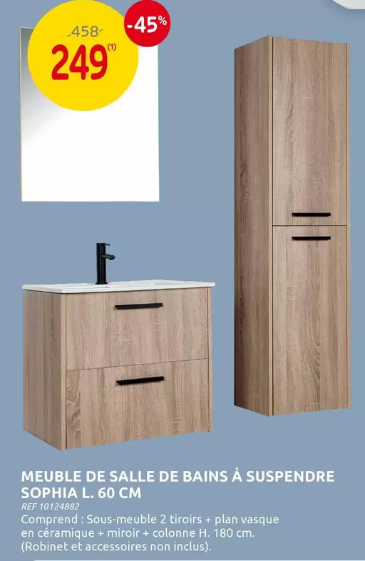 De - MEUBLE DE SALLE DE BAINS À SUSPENDRE SOPHIA L. 60 CM