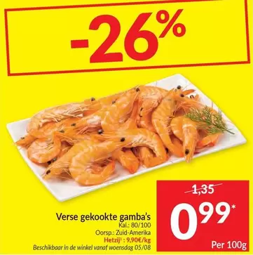De - Verse gekookte gamba's