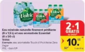 Eau minérale naturelle finement pétillante et eau aromatisée Essentiel