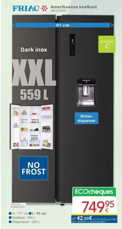 Dark - Amerikaanse koelkast XXL 559 L