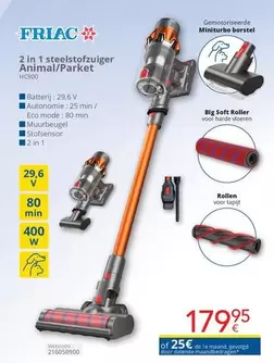 De - 2 in 1 steelstofzuiger Animal/Parket HC300