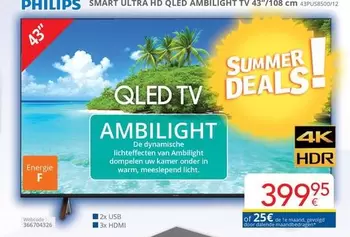 Philips - SMART ULTRA HD QLED AMBILIGHT TV 43"/108 cm