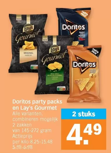 Doritos party packs en Lay's Gourmet