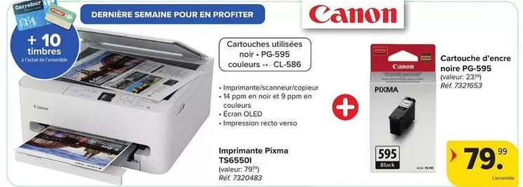 Canon - Imprimante Plasma TS6550i + Cartouche d'encre noire PG-595