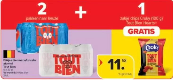 2 pakken naar keuze + 1 zakje chips Croky (100 g) Tout Bien Hearts