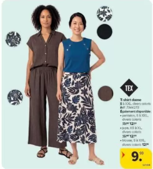 T-shirt dame & pantalon, blouse