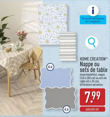 De - Nappe ou sets de table imperméable(s)