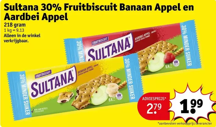 De - Fruitbiscuit Banaan Appel en Aardbei Appel