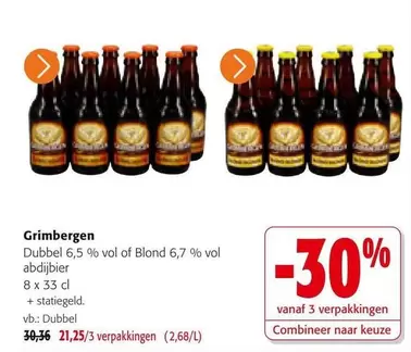 Grimbergen -  Dubbel 6,5 % vol of Blond 6,7 % vol abdijbier