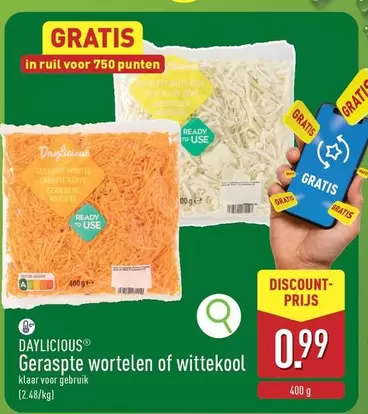 Geraspte wortelen of wittekool