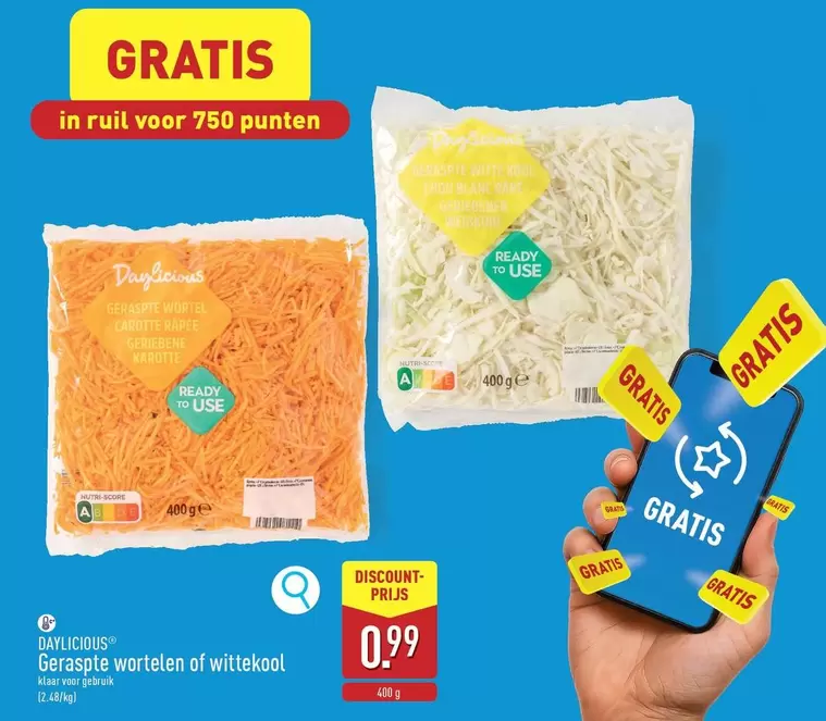 Geraspte wortelen of wittekool