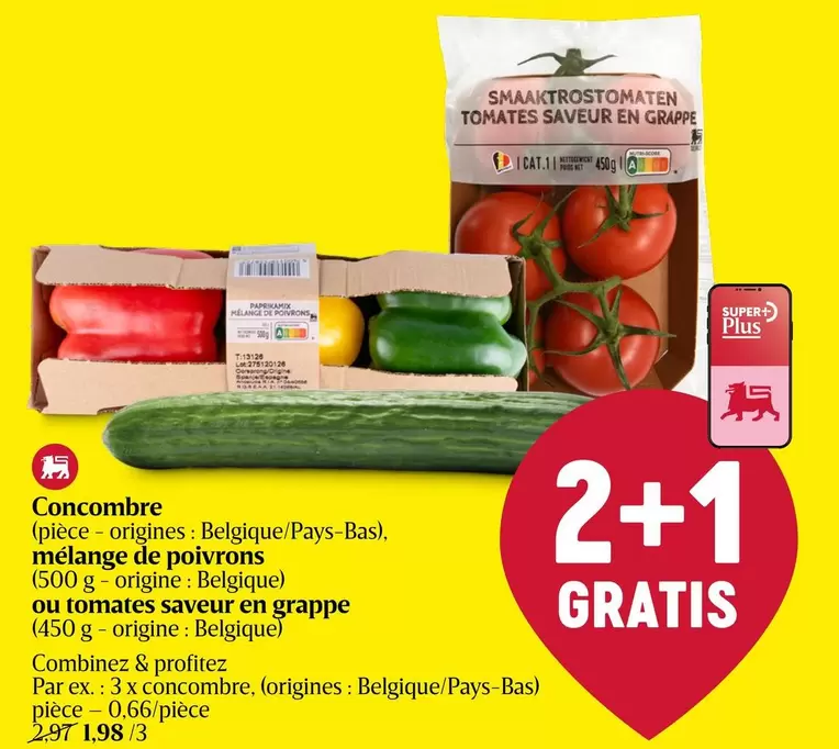 De - Concombre ou tomates saveur en grappe