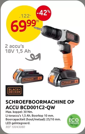 Black - SCHROEFBOORMACHINE OP ACCU BCD001C2-QW