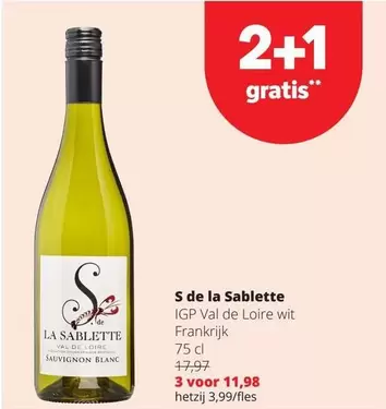 De - IGP Val de Loire wit Frankrijk