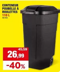 CONTENEUR POUBELLE À ROULETTES 110 L 481405
