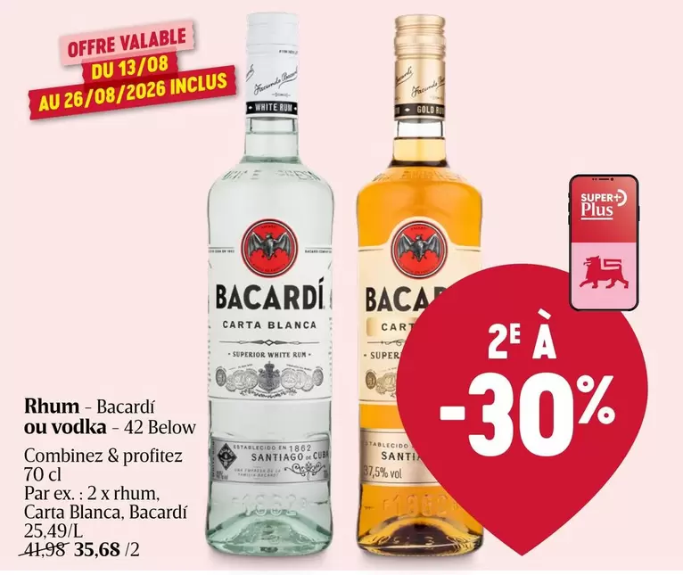 White - Rhum - Bacardi ou vodka - 42 Below