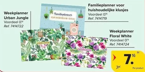 White - Weekplanner Urban Jungle Ref. 7414722, Weekplanner Floral Ref. 7414724, Familieplanner voor huishoudelijke klusjes Ref. 7414719