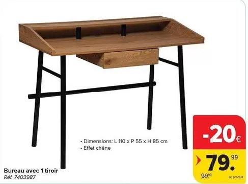 Bureau avec 1 tiroir