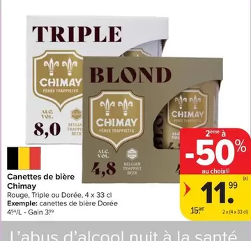 Chimay - Canettes de bière