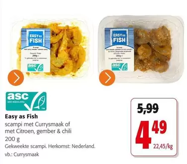 As - scampi met Currysmaak of met Citroen, gember & chili