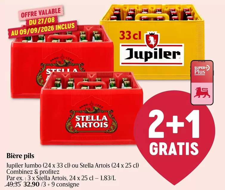 Jupiler - Jumbo (24 x 33 cl) ou Stella Artois (24 x 25 cl)