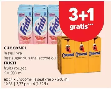 Chocomel le seul vrai, less sugar ou sans lactose ou FRISTI fruits rouges