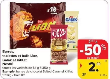 Lion - Barres, tablettes et balls , Galak et KitKat