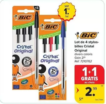 De - Lot de 4 stylos-billes Cristal Original divers coloris