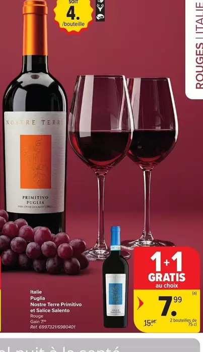 De - Notre Terre Primitivo et Selice Salento Rouge