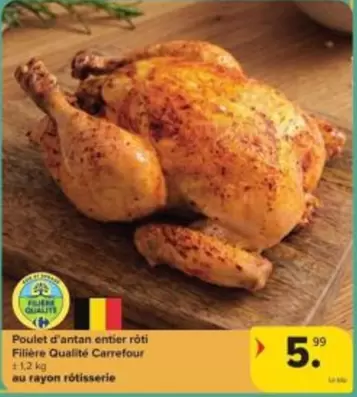 Poulet d'antan entier rôti
