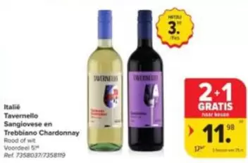 Tavernello Sangiovese en Trebbiano Chardonnay Rood of wit