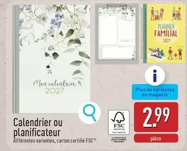 De - Calendrier ou planificateur