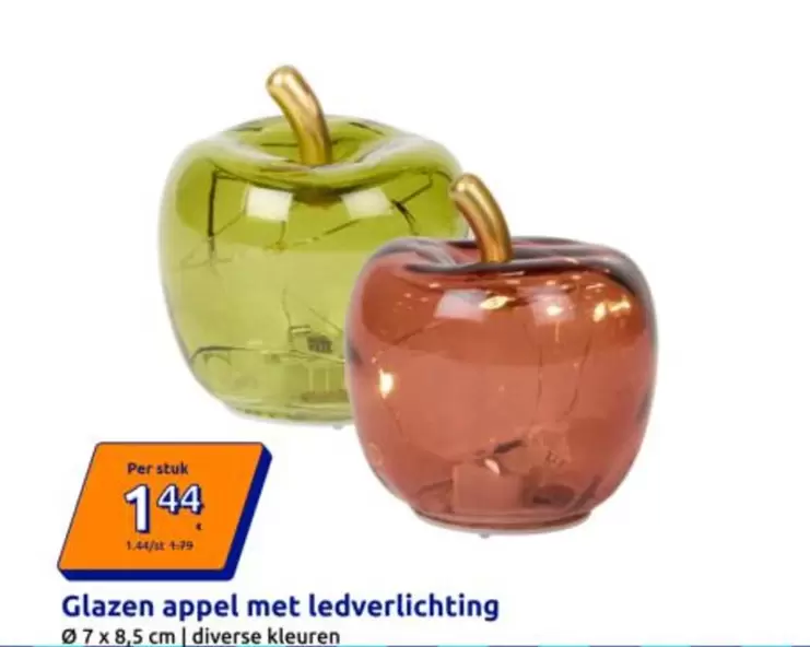 Glazen appel met ledverlichting