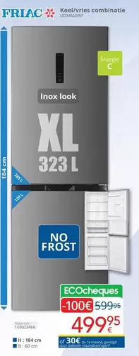 De - XL 323 L Koel/vries combinatie
