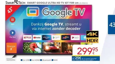 De - SMART GOOGLE ULTRA HD TV 43"/109 cm