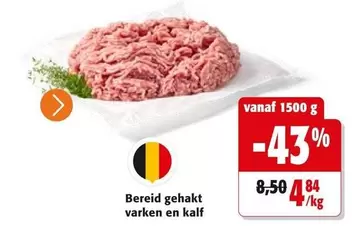 Bereid gehakt varken en kalf