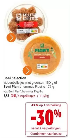 kippenballetjes met groenten of hummus Piquillo