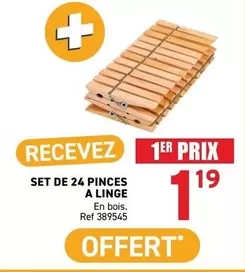 De - SET DE 24 PINCES A LINGE En bois, Ref 389545