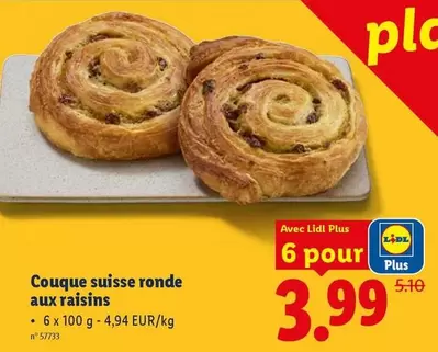 Couque suisse ronde aux raisins