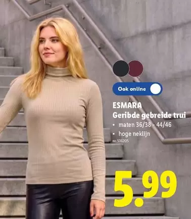 Geribde gebreide trui